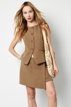 Polyester Vrouwen Mouwloze Top Gestructureerd Knopsluiting Ontwerp