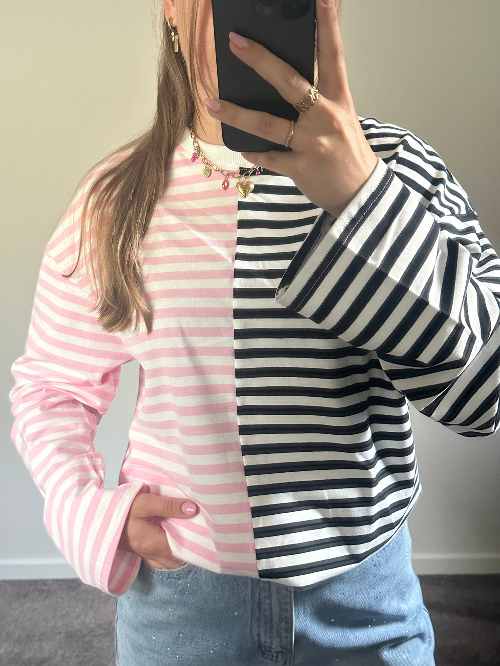 Colourblock gestreepte longsleeve