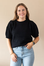 Basic shirt met pofmouwen