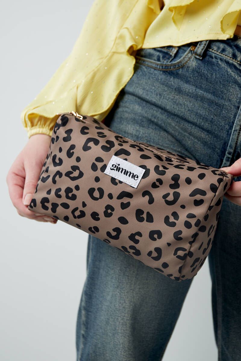 Make-up tas leopard - Bruin
