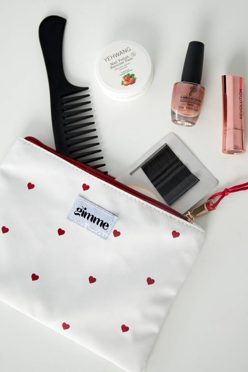 Toilettas hartjes - Wit